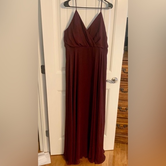 New NWT Birdy Grey “Kaia” Chiffon Gown Maxi Dress Cabernet Burgundy Wine Red - Picture 7 of 13